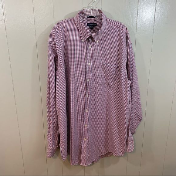 Lands' End No Iron Pinpoint Oxford Blue Multi Men's Button Down Shirt 18.5-38 - Picture 1 of 9